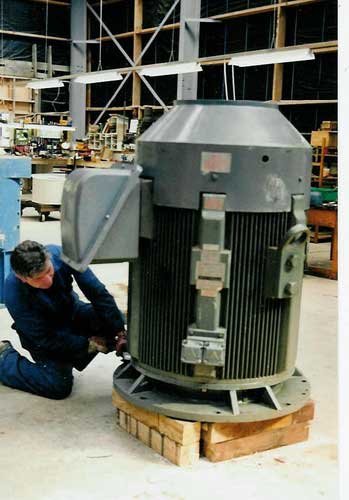 Pole sewage pump motor in the Porirua workshop